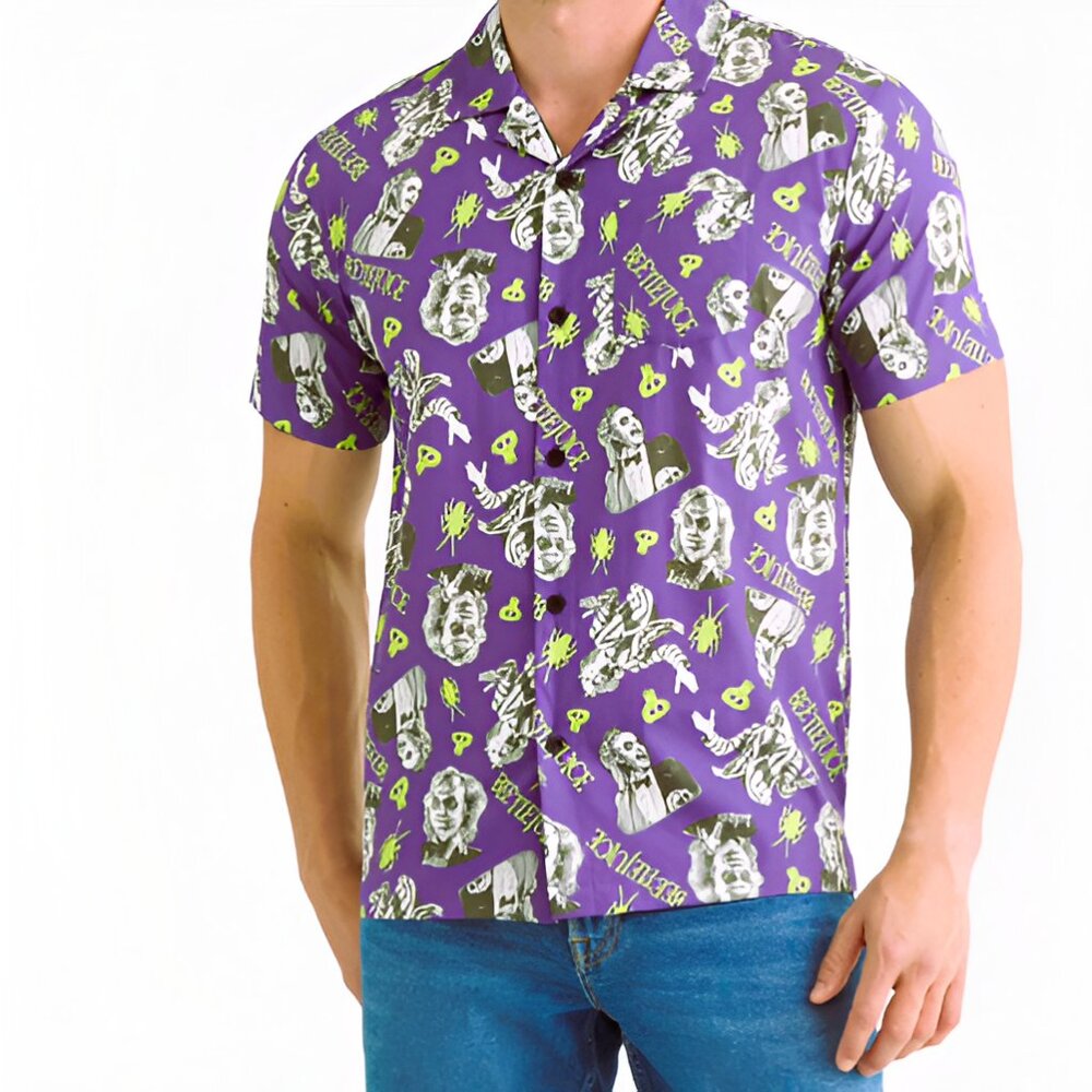 NEW 2XL (50-52) Men's Button Up Beetlejuice Shirt